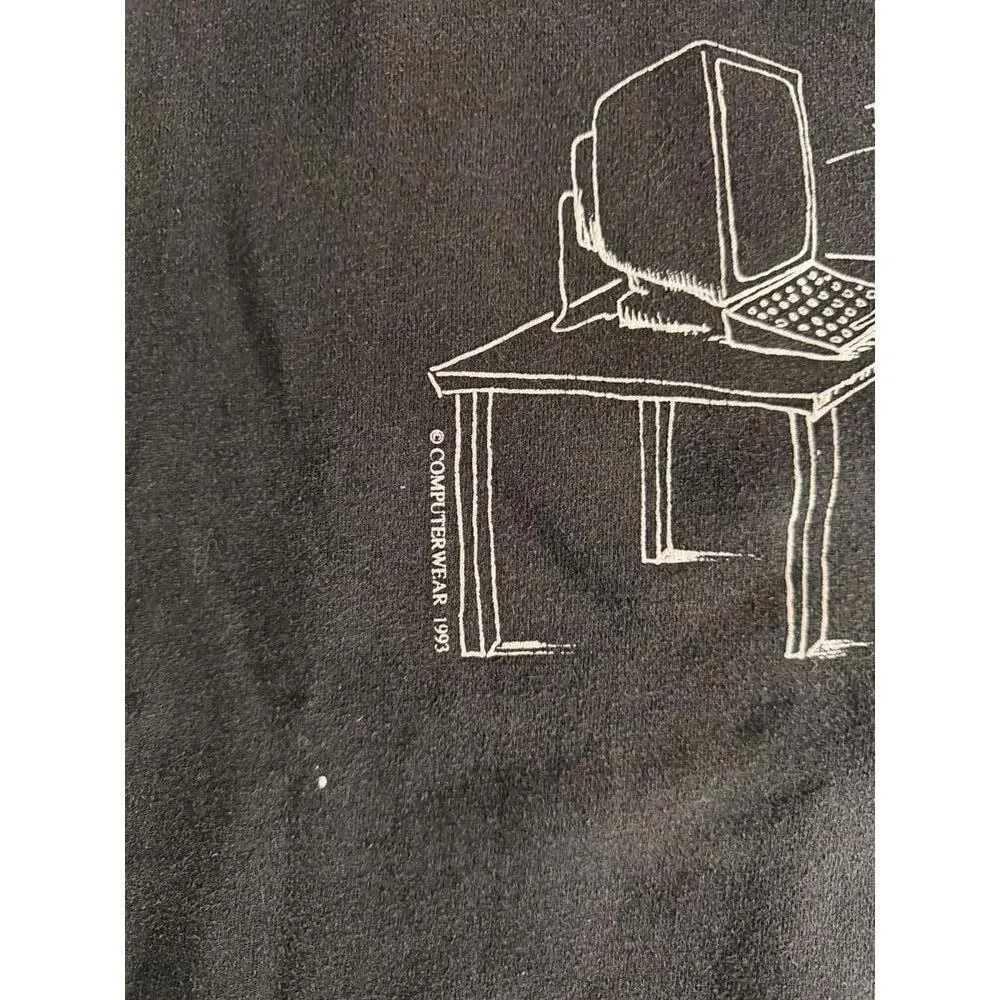 Vintage 1993 Computerwear Black Graphic Sweatshirt/tee size large - Picture 3 of 4